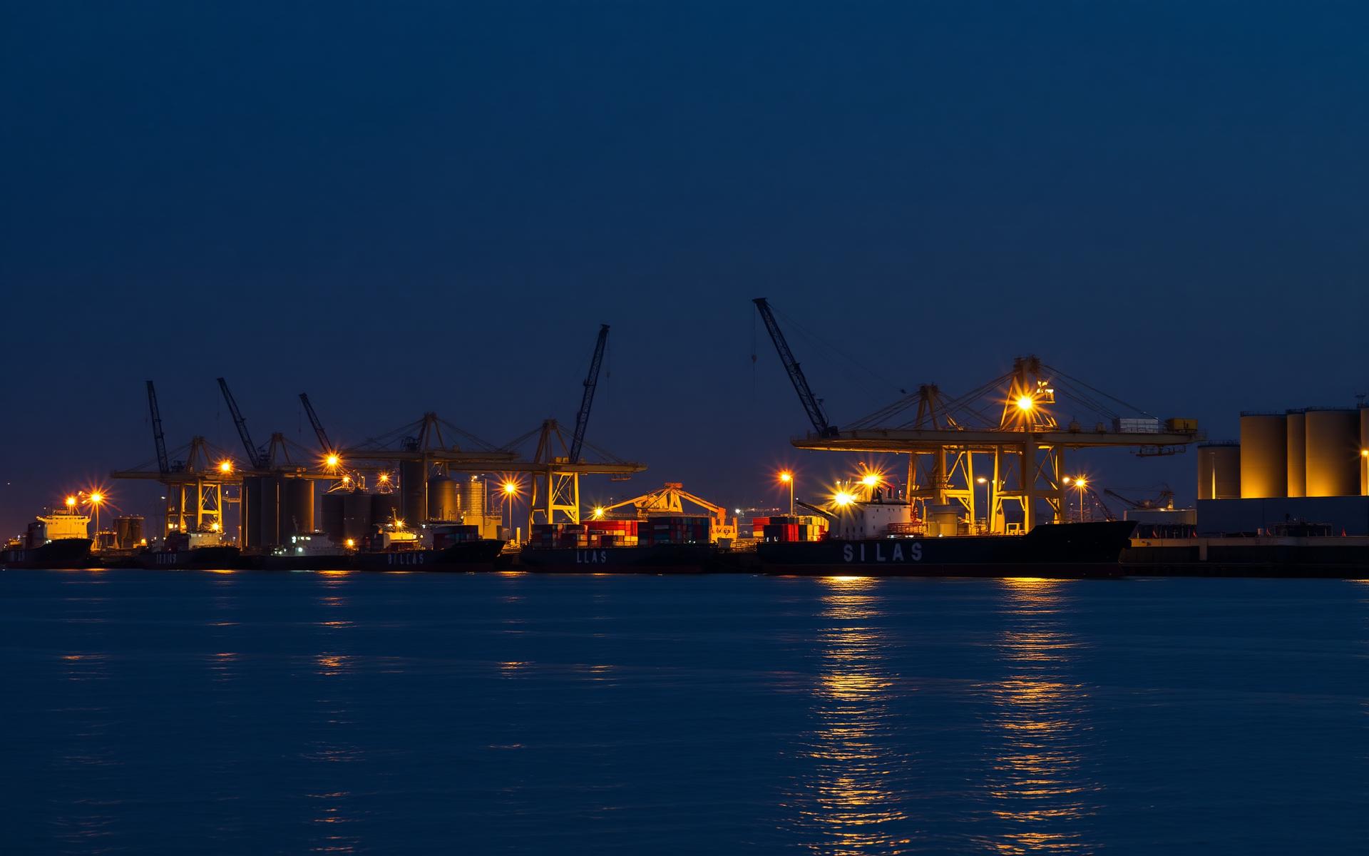 Constanța grain terminal at dusk